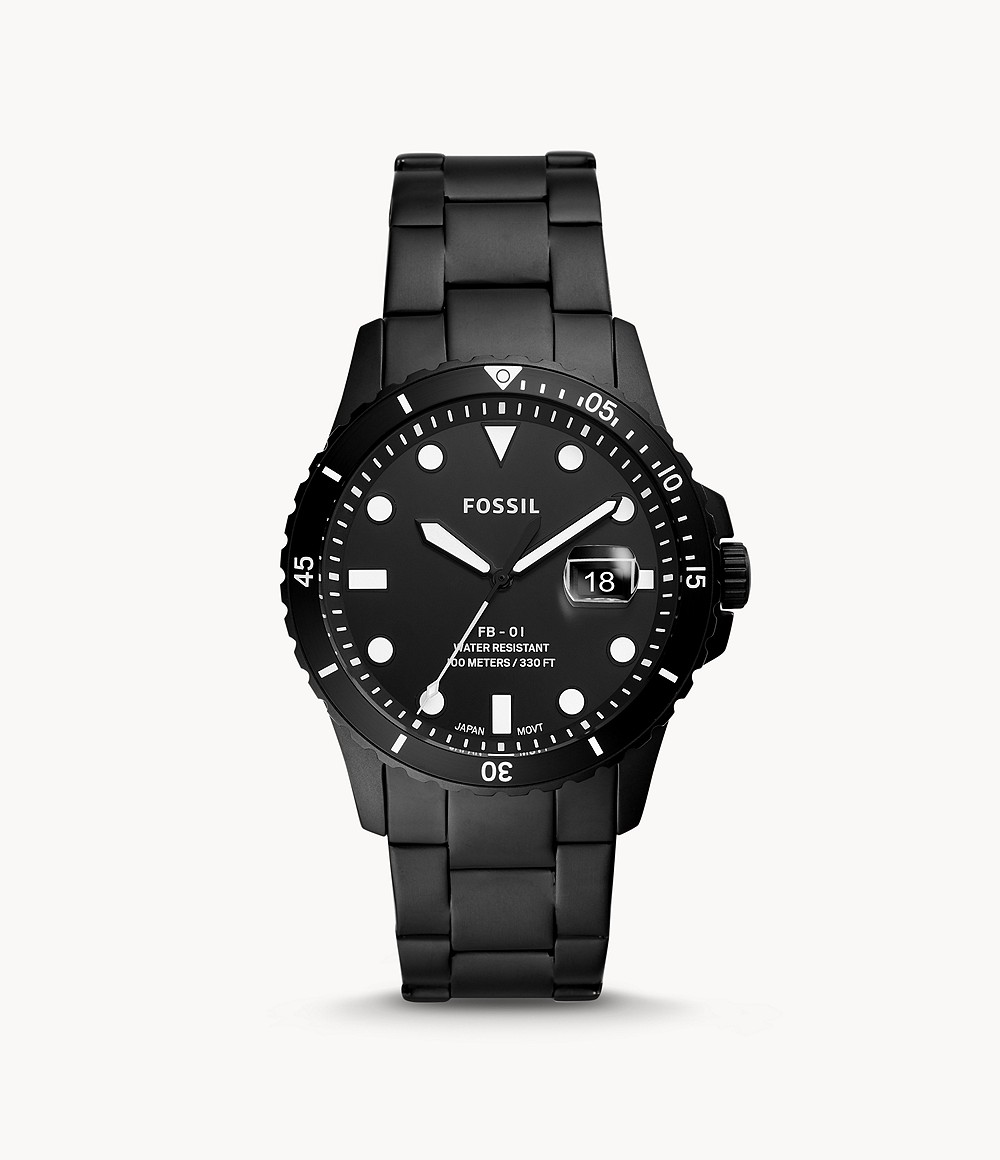 Fossil - FB-01 Three-Hand Date Black Stainless Steel Watch : $38.79 ...